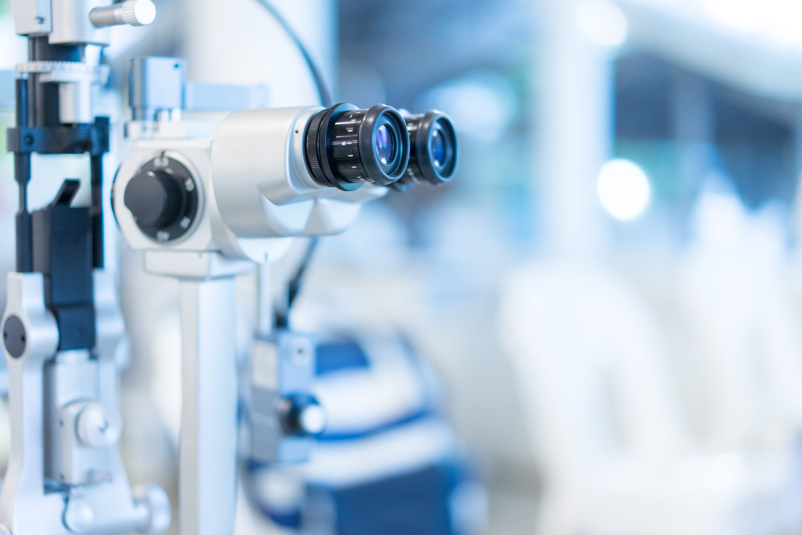 Visual inspection in the hospital for myopia patients.
